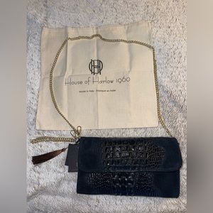 House of Harlow 1960 black Leather alligator suede handbag